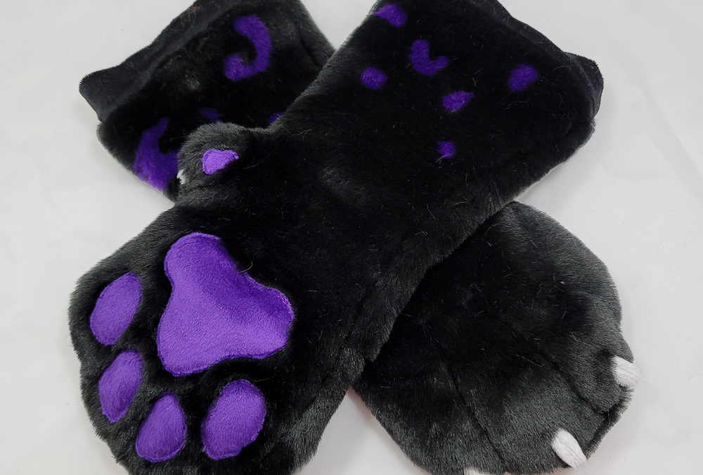 Black with Purple Spots Mitten Paws