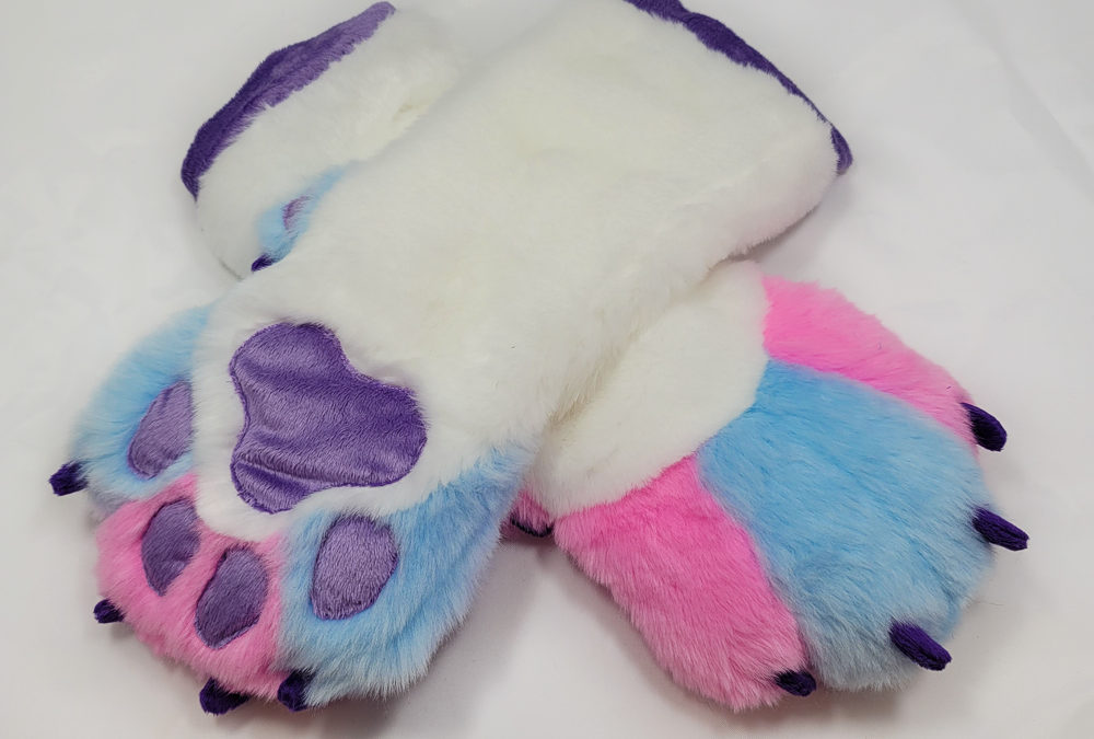 White, Pink & Blue Mitten Paws